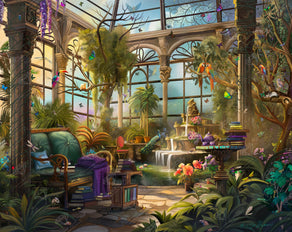 Diamond Painting Reading in the Greenhouse 34.6" x 27.6" (87.9cm x 69.9cm) / Square with 66 Colors including 4 ABs and 4 Fairy Dust Diamonds / 99,193