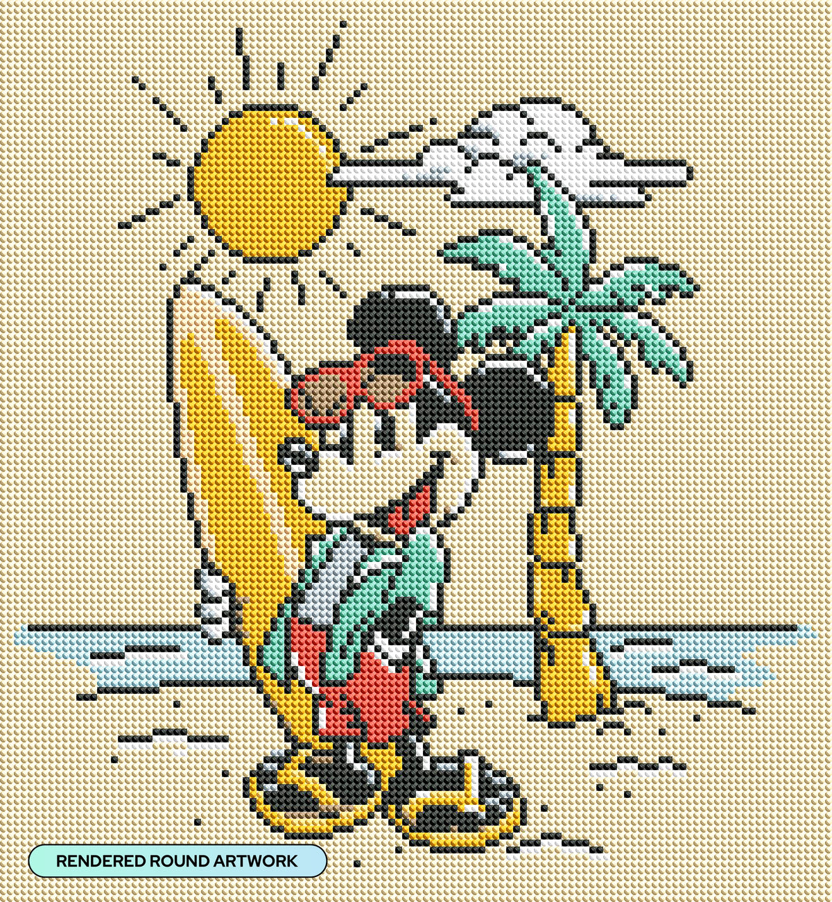 Diamond Painting Ready to Ride the Waves 13" x 14" (33cm x 35.8cm) / Round with 11 Colors including 1 AB and 3 Fairy Dust Diamonds / 15,600