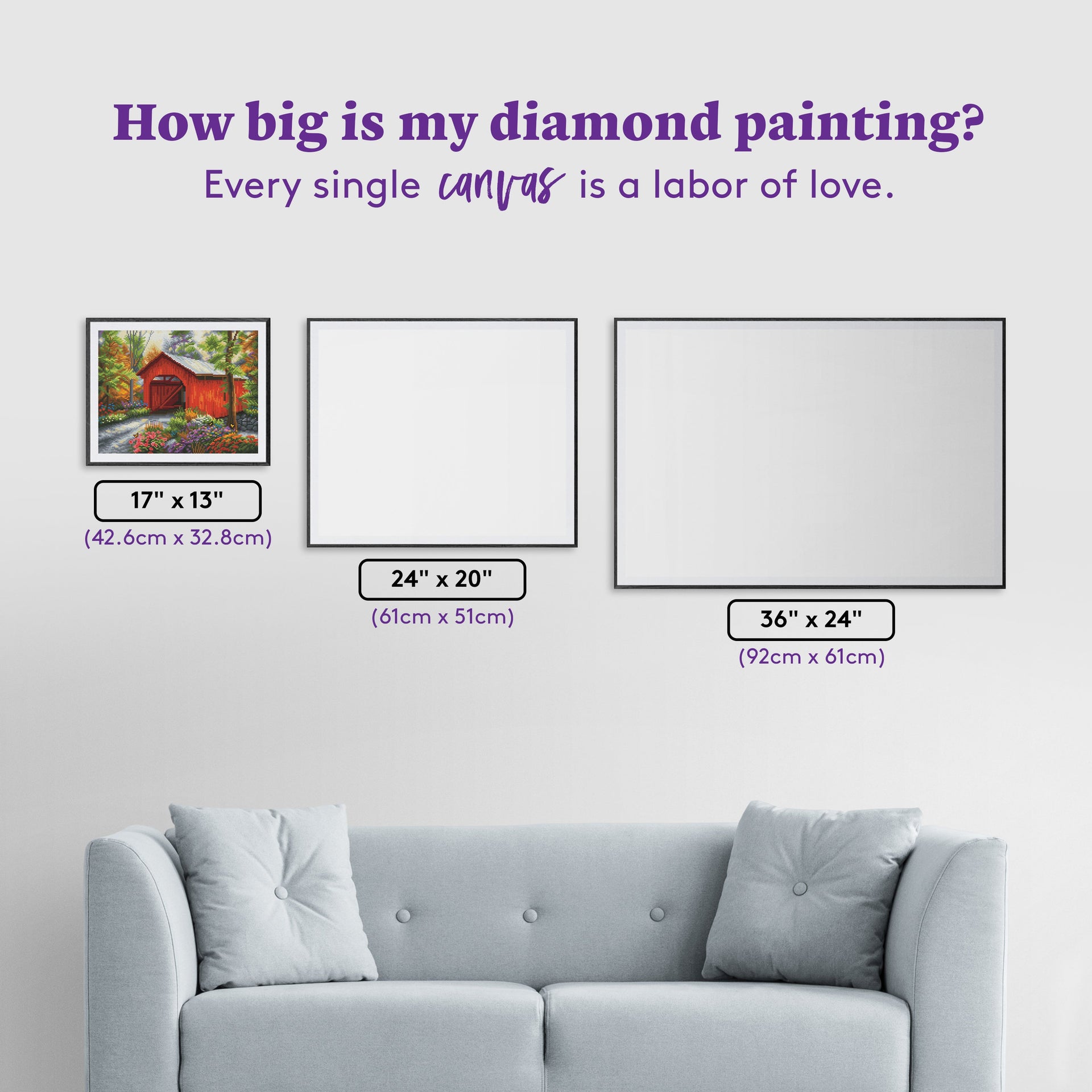 Diamond Painting Red Covered Bridge 17" x 13" (42.6cm x 32.8cm) / Round With 45 Colors Including 5 ABs / 17,784