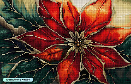 Diamond Painting Red Poinsettia 26" x 17" (66cm x 42.7cm) / Round with 46 Colors including 3 Fairy Dust Diamonds / 37,200
