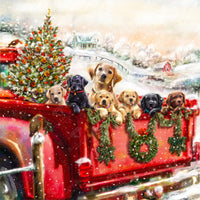 Diamond Painting Red Truck and Labradors 25.6" x 25.6" (65cm x 65cm) / Square with 51 Colors including 2 ABs and 2 Fairy Dust Diamonds / 68,121