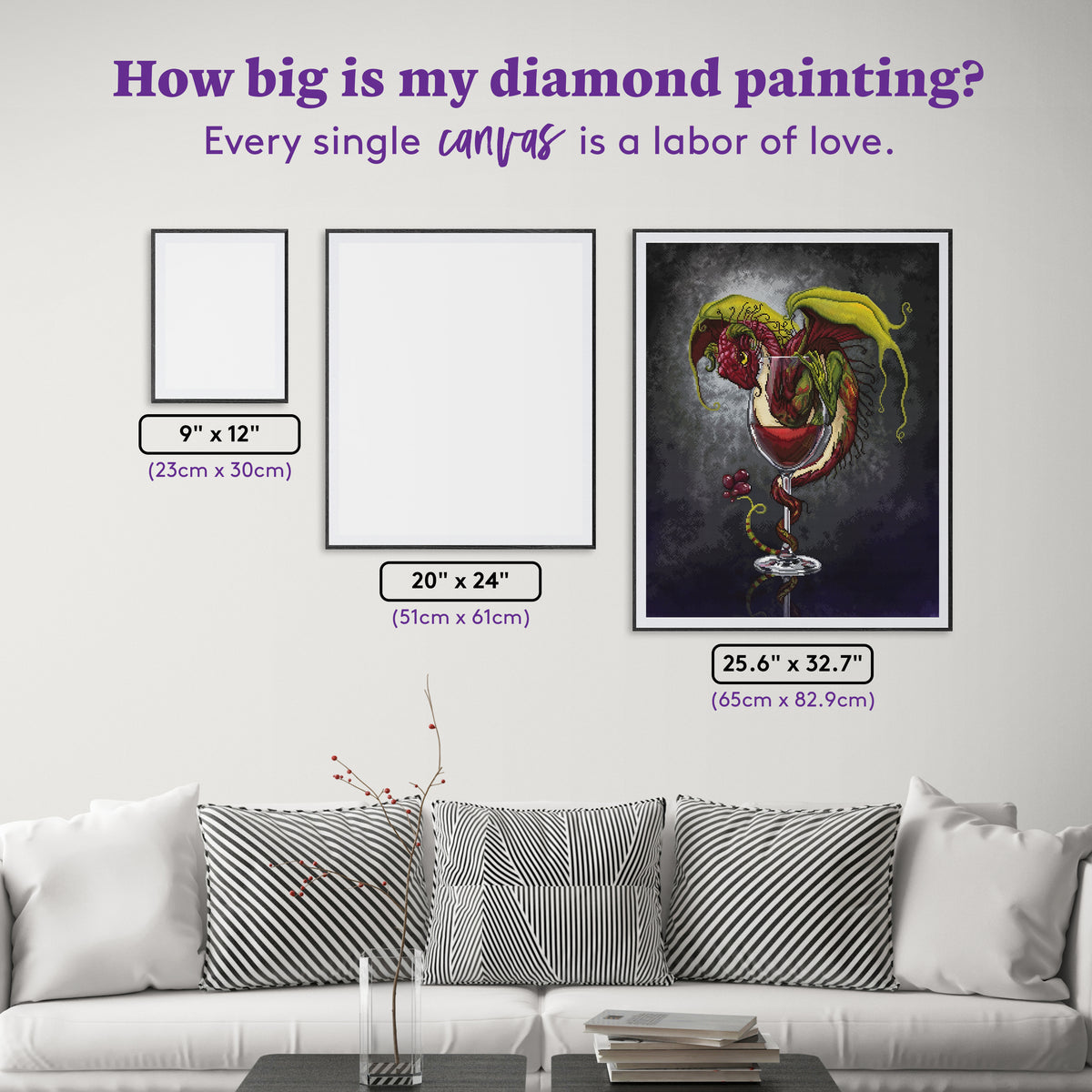 Diamond Painting Red Wine Dragon 25.6" x 32.7" (65cm x 82.9cm) / Square with 45 Colors including 2 ABs and 3 Fairy Dust Diamonds / 86,913