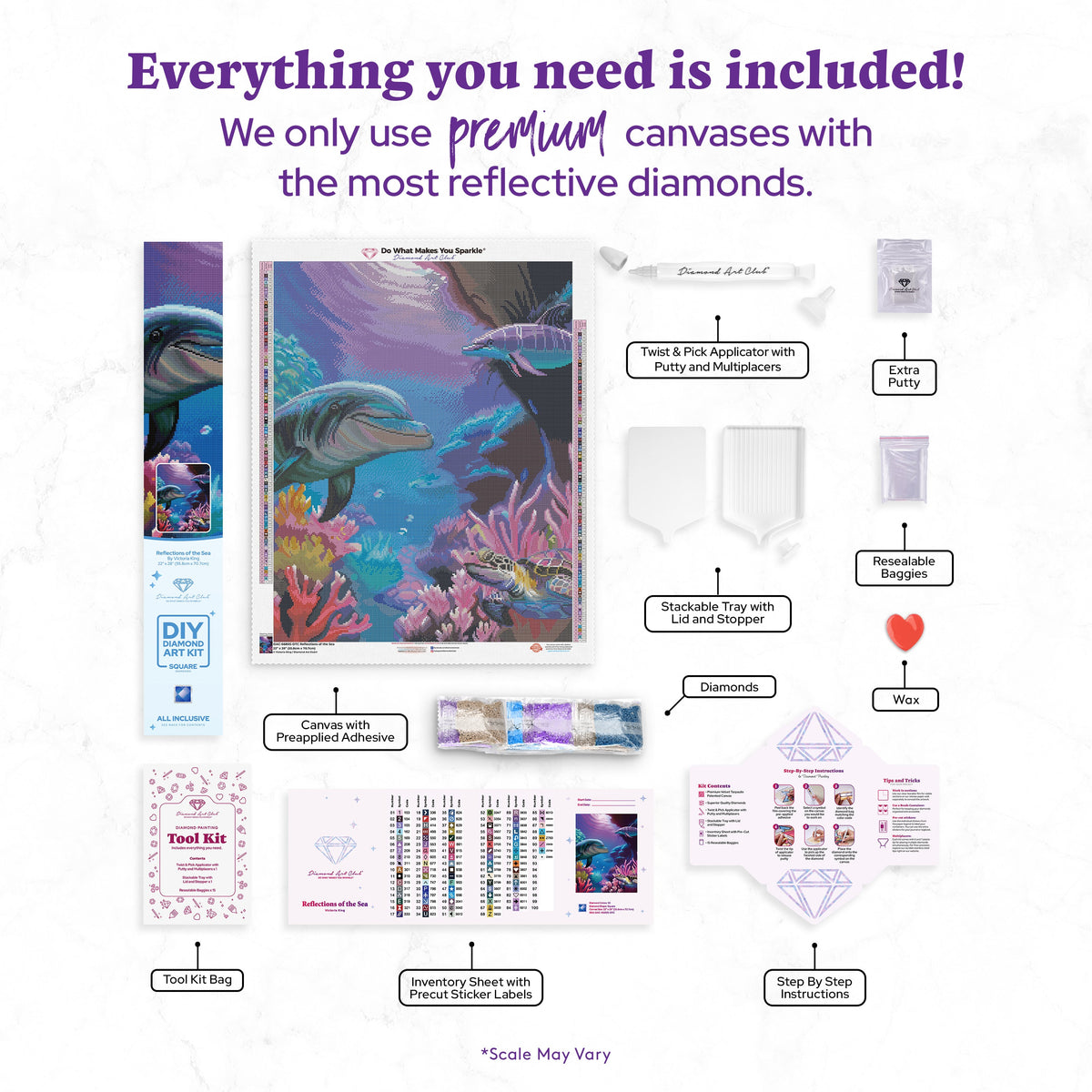 Diamond Painting Reflections of the Sea 22" x 28" (55.8cm x 70.7cm) / Square with 92 Colors including 3 ABs and 4 Fairy Dust Diamonds / 63,616