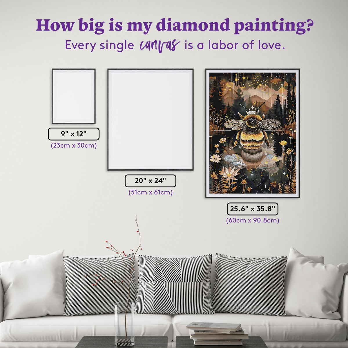 Diamond Painting Regal Honeybee 25.6" x 35.8" (65cm x 90.8cm) / Square with 43 Colors including 1 AB and 4 Fairy Dust Diamonds / 95,265