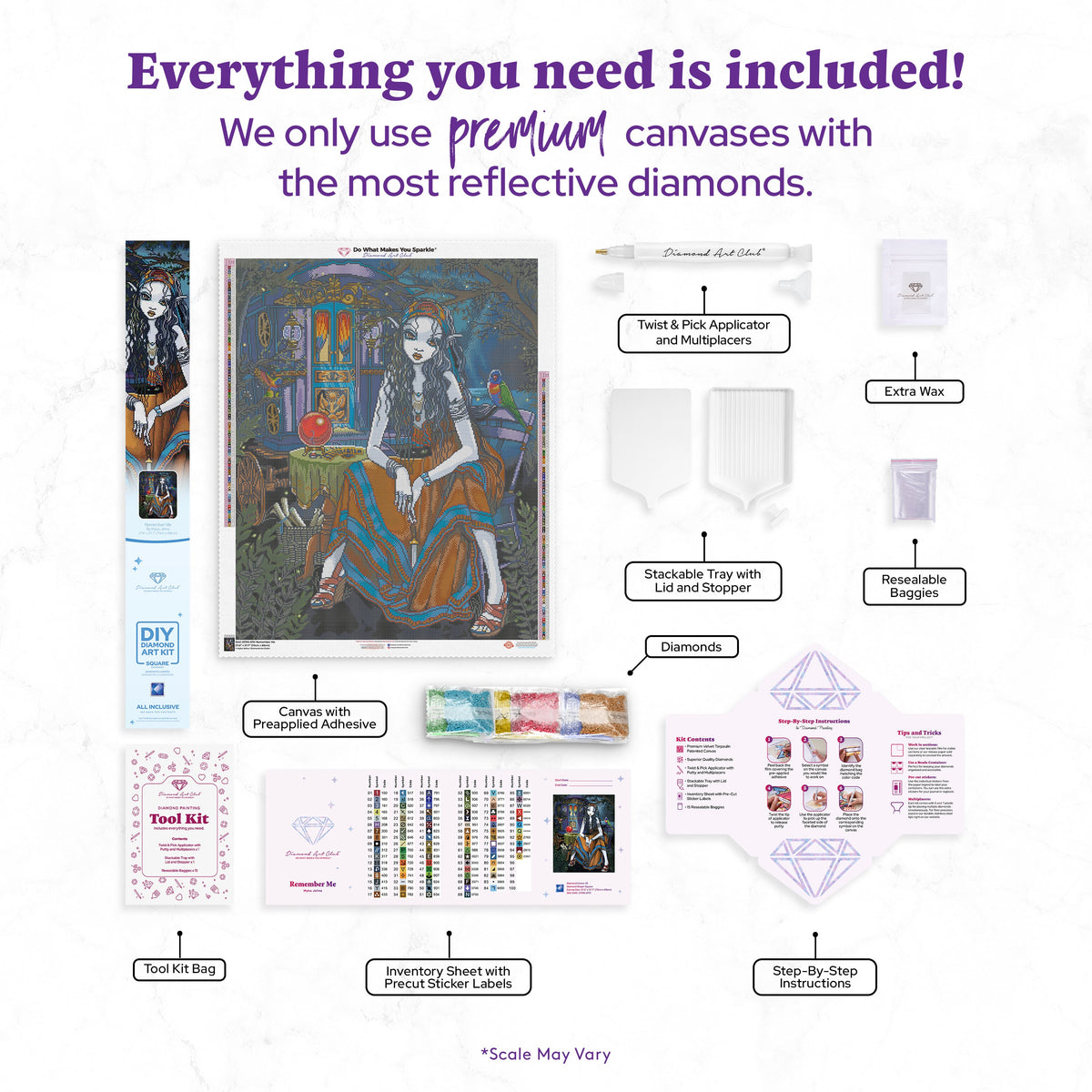 Diamond Painting Remember Me 27.6" x 37.7" (70cm x 88cm) / Square with 95 Colors including 4 ABs and 4 Fairy Dust Diamonds / 99,193