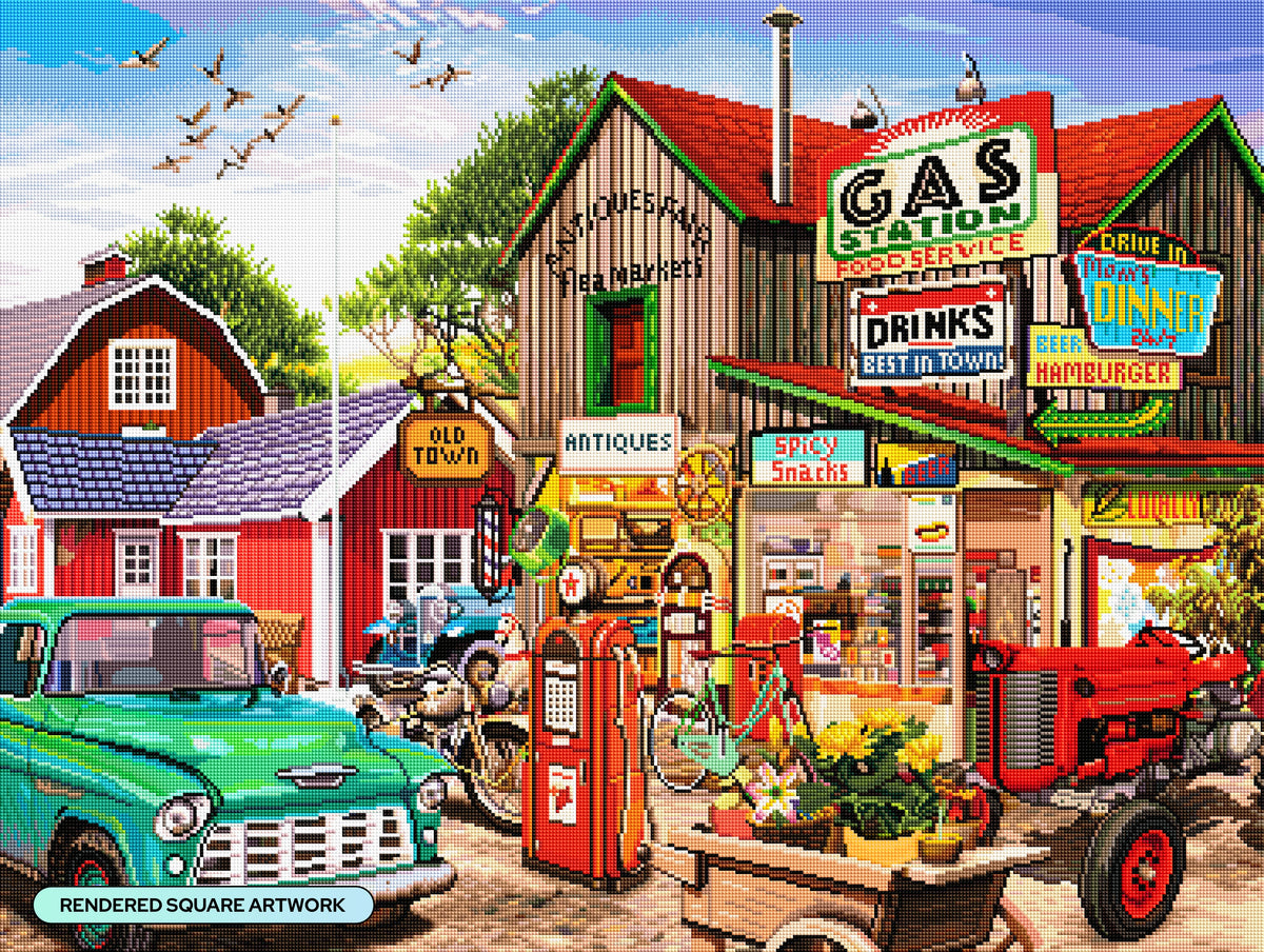 Diamond Painting Rest Area 36.6" x 27.6" (92.8cm x 69.9cm) / Square with 84 Colors including 2 ABs and 3 Fairy Dust Diamonds / 104,813