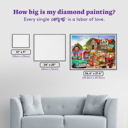 Diamond Painting Rest Area 36.6" x 27.6" (92.8cm x 69.9cm) / Square with 84 Colors including 2 ABs and 3 Fairy Dust Diamonds / 104,813