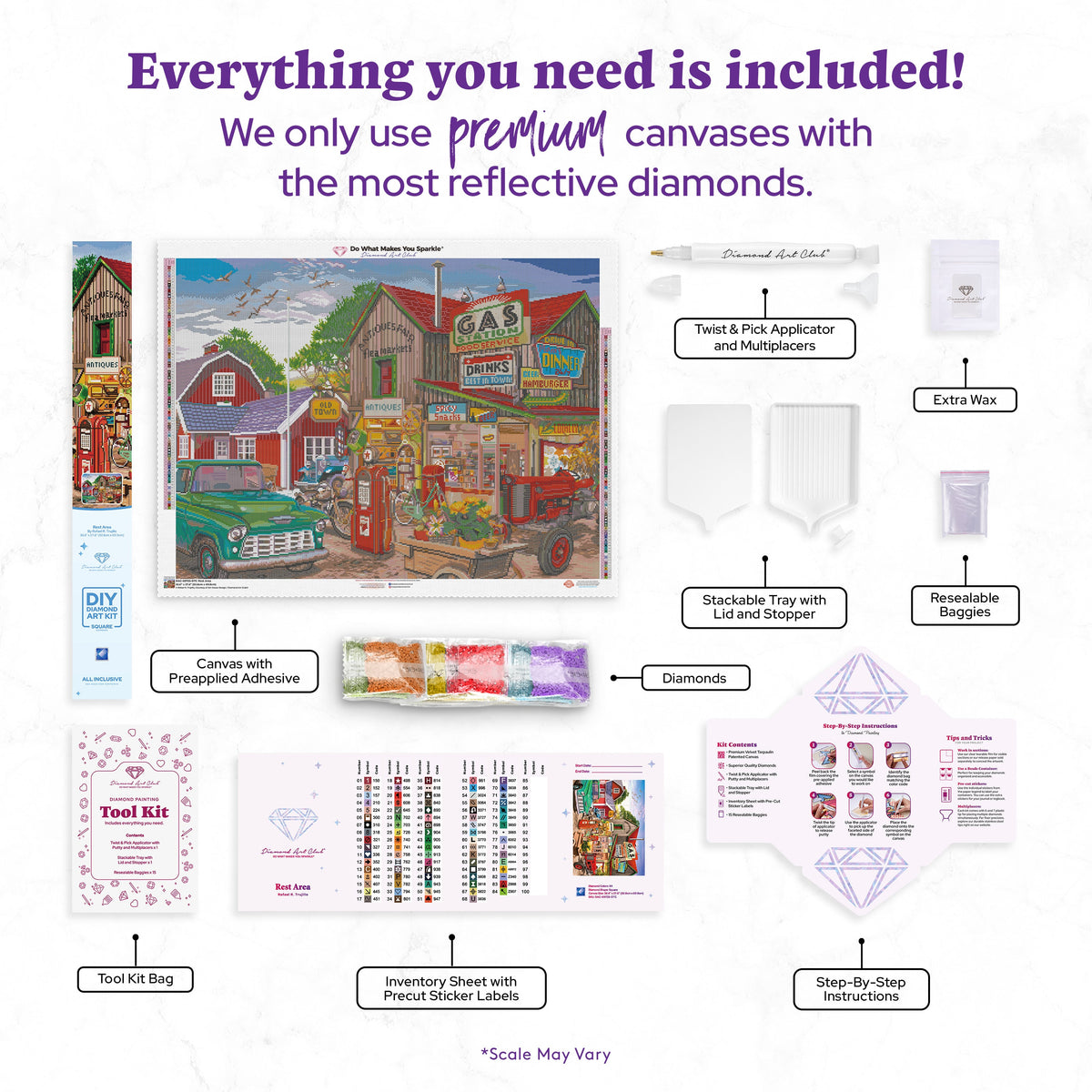 Diamond Painting Rest Area 36.6" x 27.6" (92.8cm x 69.9cm) / Square with 84 Colors including 2 ABs and 3 Fairy Dust Diamonds / 104,813