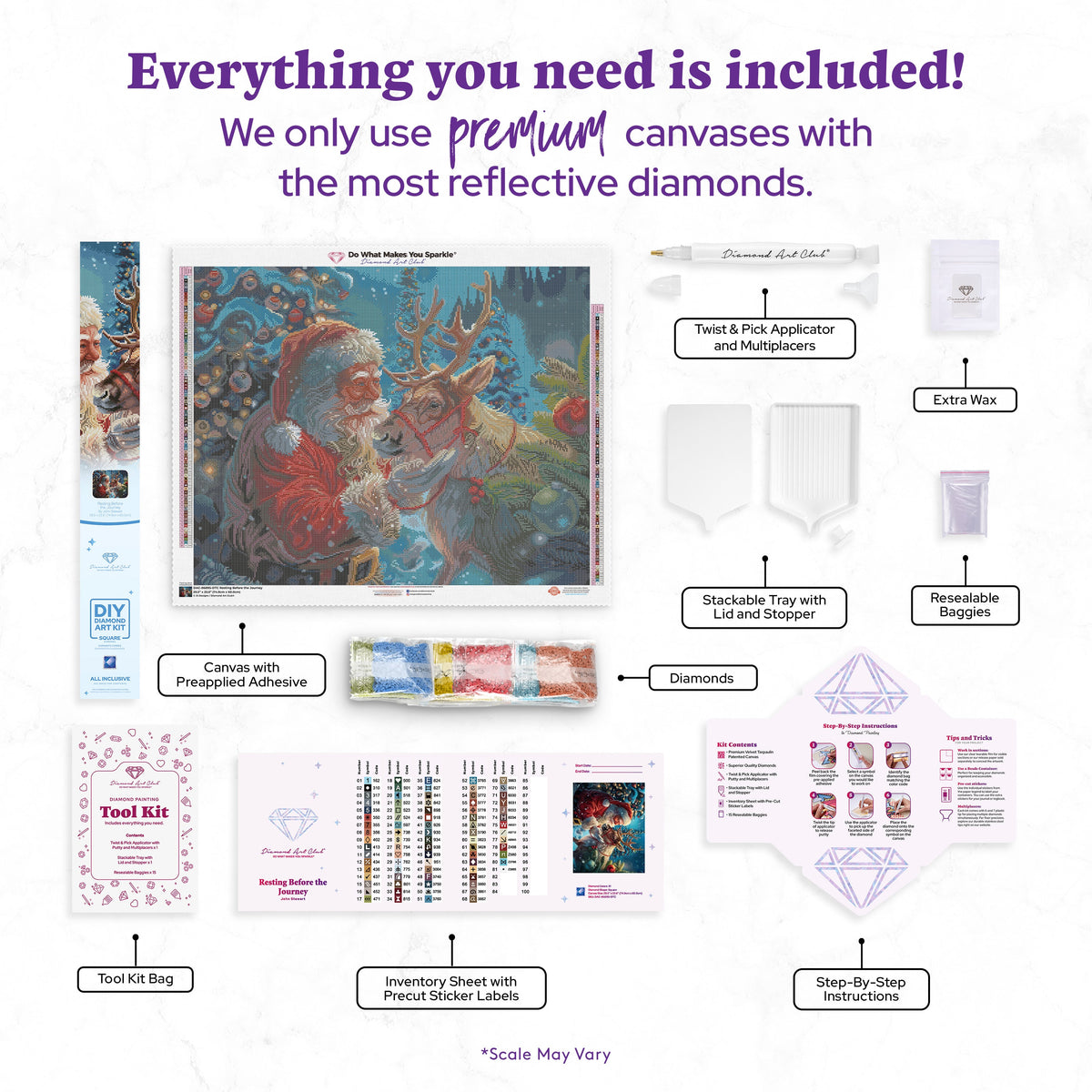 Diamond Painting Resting Before the Journey 29.5" x 23.6" (74.9cm x 60cm) / Square with 81 Colors including 3 ABs and 4 Fairy Dust Diamonds / 72,541