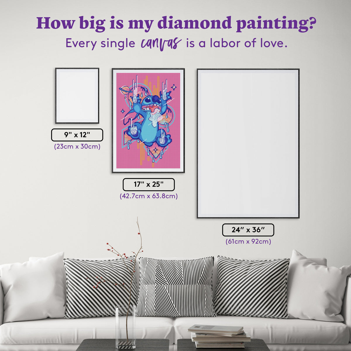 Diamond Painting Retro Stitch 17" x 25" (42.7cm x 63.8cm) / Round with 26 Colors including 2 ABs and 3 Fairy Dust Diamonds / 35,960