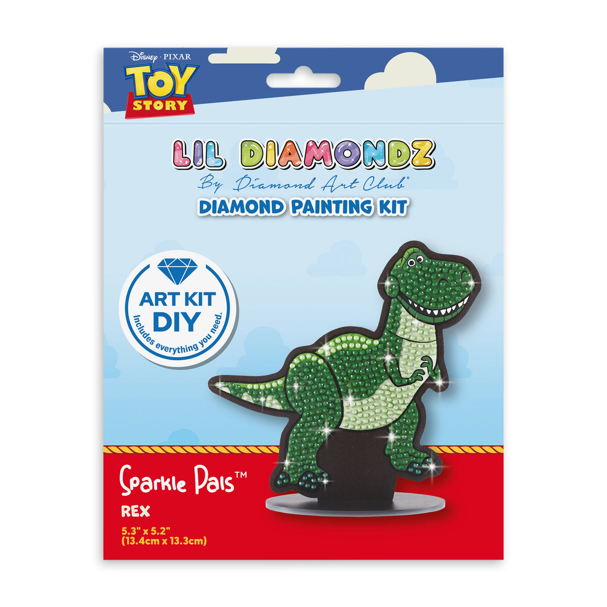 Diamond Painting Rex - Sparkle Pals™ 5.3" x 5.2" (13.4cm x 13.3cm) / Round with 4 Colors including 3 Fairy Dust Diamonds / 490