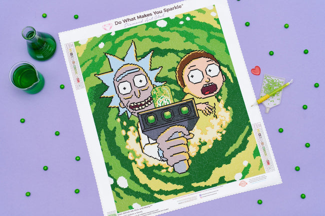 Diamond Painting Rick and Morty™ 17" x 20" (43cm x 51cm) / Round with 19 Colors including 1 AB / 27,512