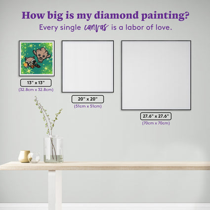 Diamond Painting Rocket™ & Groot™ 13" x 13" (32.8cm x 32.8cm) / Round with 13 Colors including 2 ABs / 13,689