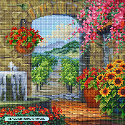 Diamond Painting Romance of the Vines 22" x 22" (55.6cm x 55.6cm) / Round With 71 Colors Including 2 ABs and 2 Fairy Dust Diamonds / 40,804
