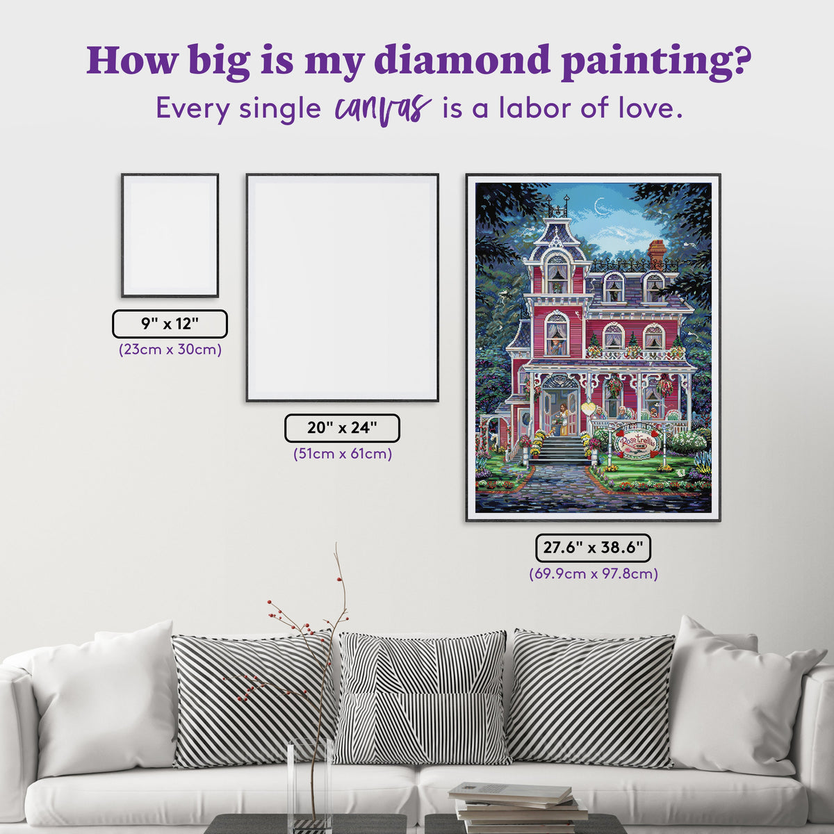 Diamond Painting Rose Trellis Inn 27.6" x 38.6" (69.9cm x 97.8cm) / Square with 87 Colors including 3 ABs and 2 Fairy Dust Diamonds / 110,433