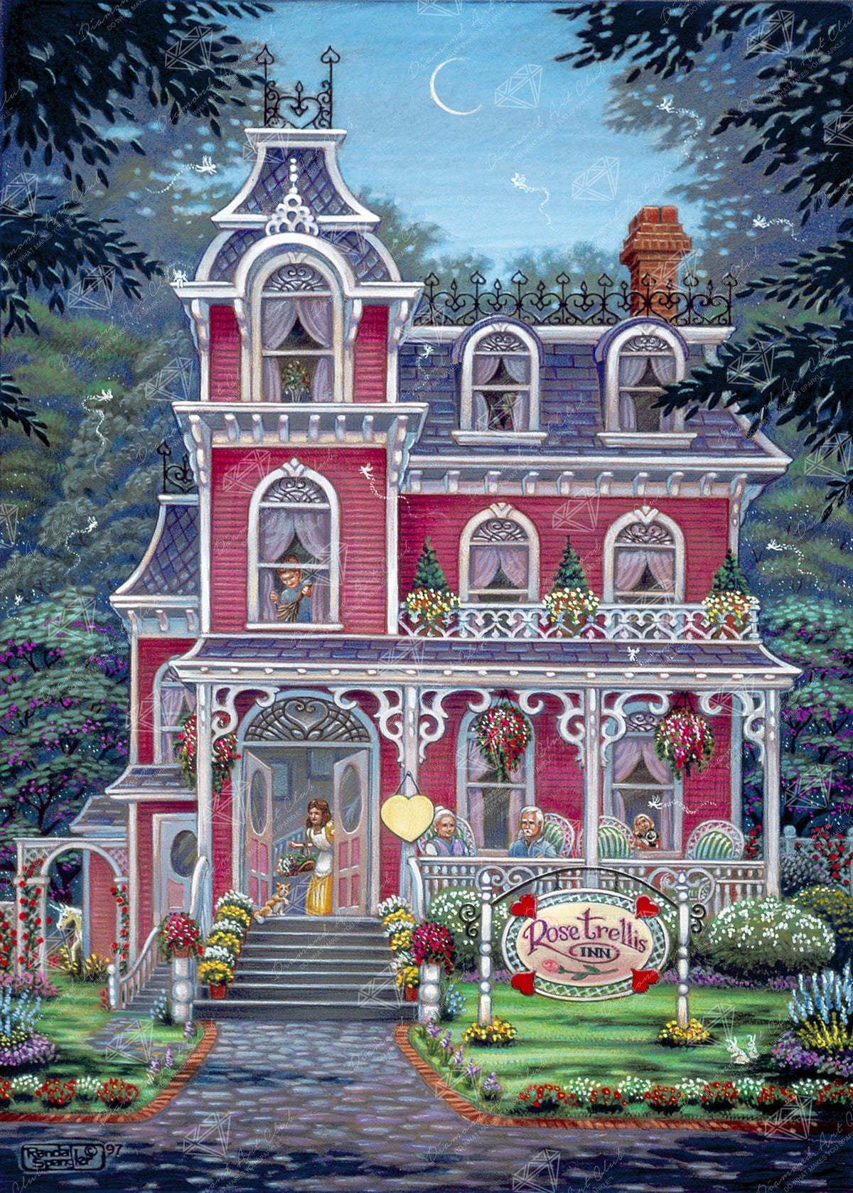 Diamond Painting Rose Trellis Inn 27.6" x 38.6" (69.9cm x 97.8cm) / Square with 87 Colors including 3 ABs and 2 Fairy Dust Diamonds / 110,433