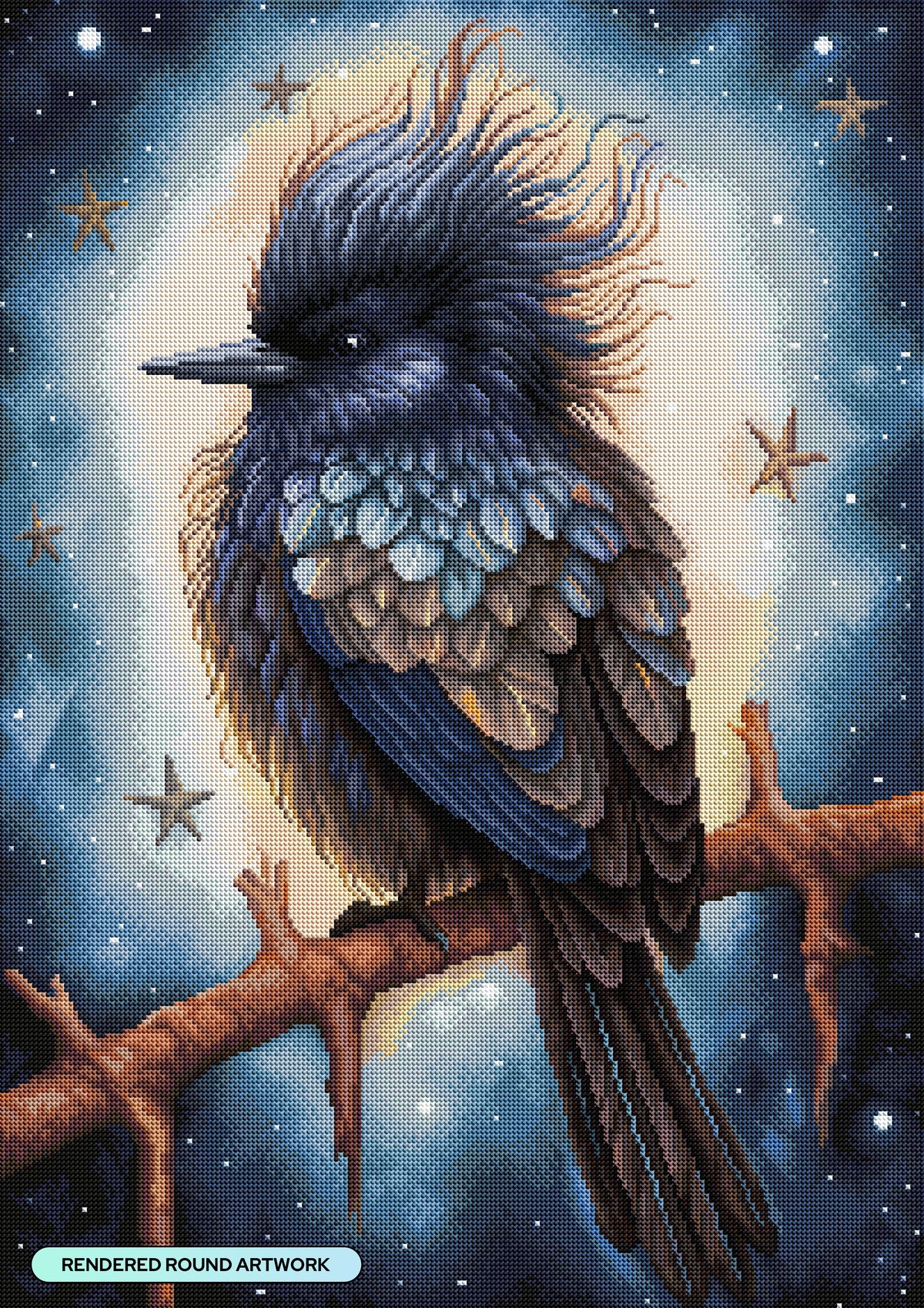 Diamond Painting Royal Bird 22" x 31" (55.6cm x 78.7cm) / Round with 41 Colors including 1 AB and 3 Fairy Dust Diamonds / 57,772