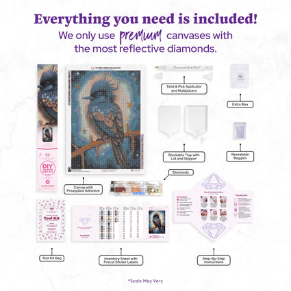 Diamond Painting Royal Bird 22" x 31" (55.6cm x 78.7cm) / Round with 41 Colors including 1 AB and 3 Fairy Dust Diamonds / 57,772