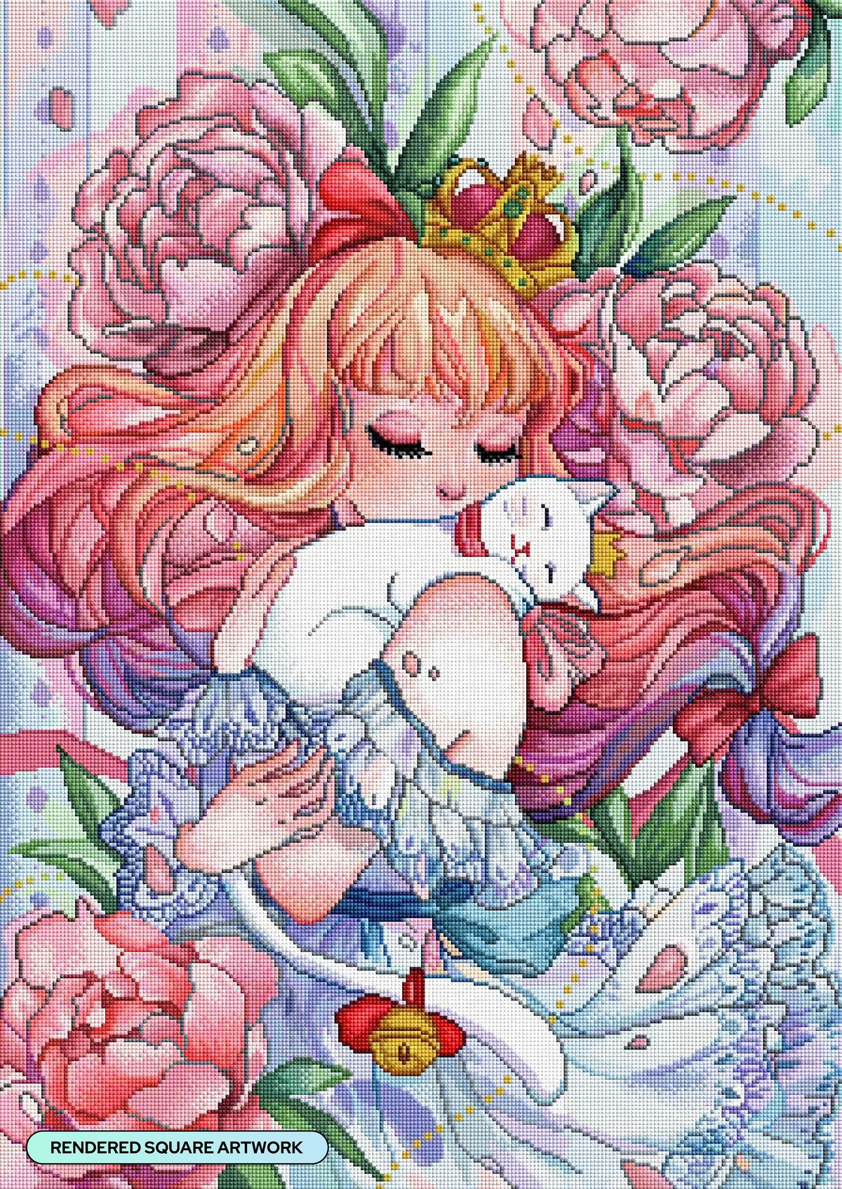 Diamond Painting Royal Cuddle 22" x 31" (55.8cm x 78.7cm) / Square with 95 Colors including 1 AB and 1 Electro Diamond and 5 Fairy Dust Diamonds / 70,784