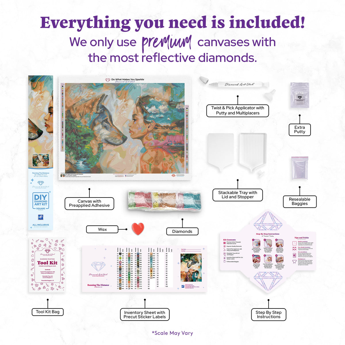 Diamond Painting Running the Distance 29" x 22″ (74cm x 56cm) / Square with 63 Colors including 4 ABs / 64,753