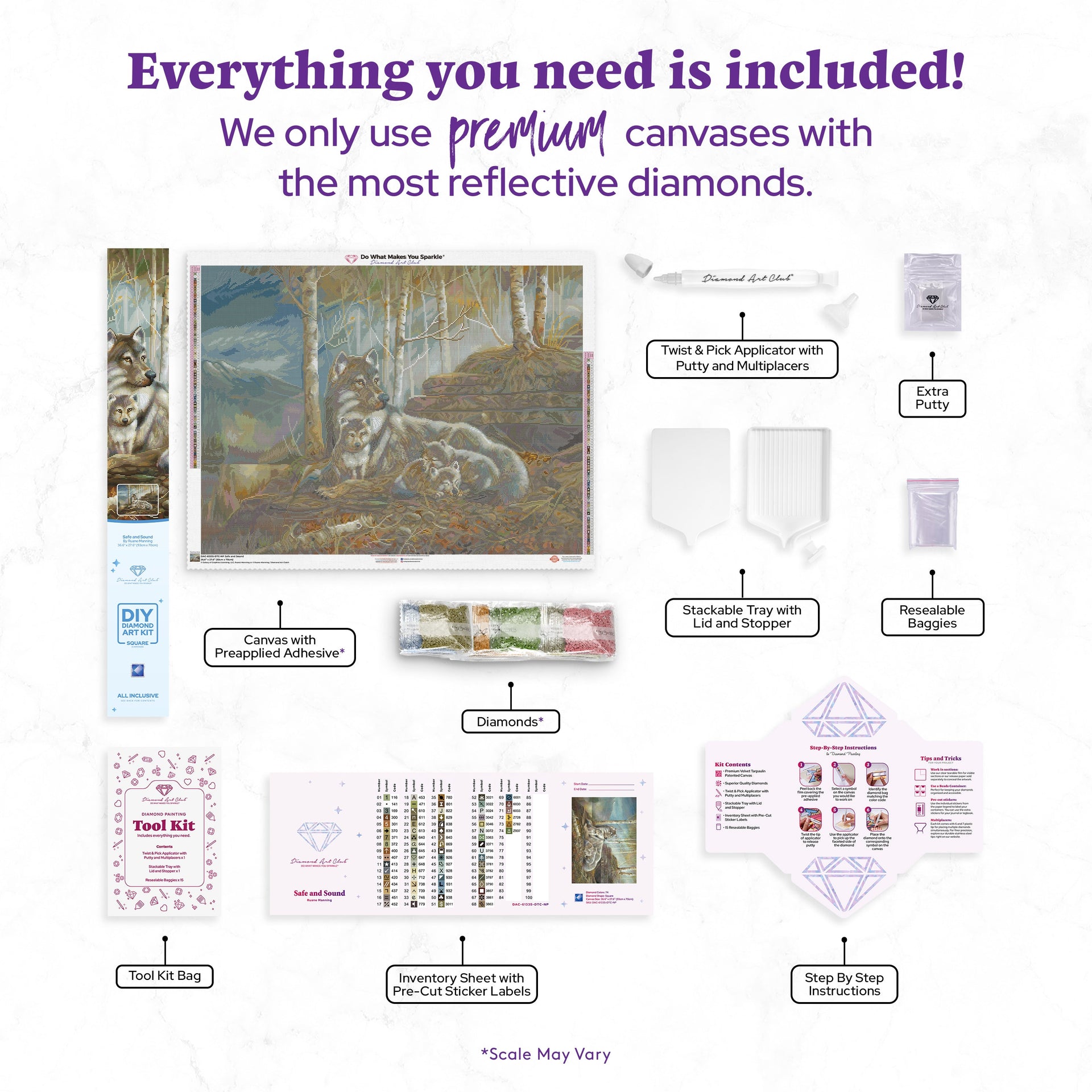 Diamond Painting Safe and Sound 36.6" x 27.6" (93cm x 70cm) / Square with 74 Colors including 2 ABs and 3 Fairy Dust Diamonds / 104,813