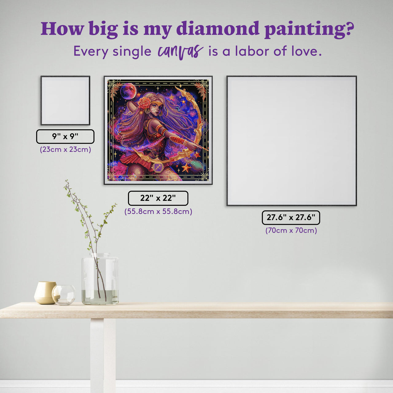 Diamond Painting Sagittarius 22" x 22" (55.8cm x 55.8cm) / Square with 58 Colors including 3 ABs, 1 Electro Diamonds, 1 Iridescent Diamonds, and 4 Fairy Dust Diamonds / 50,176