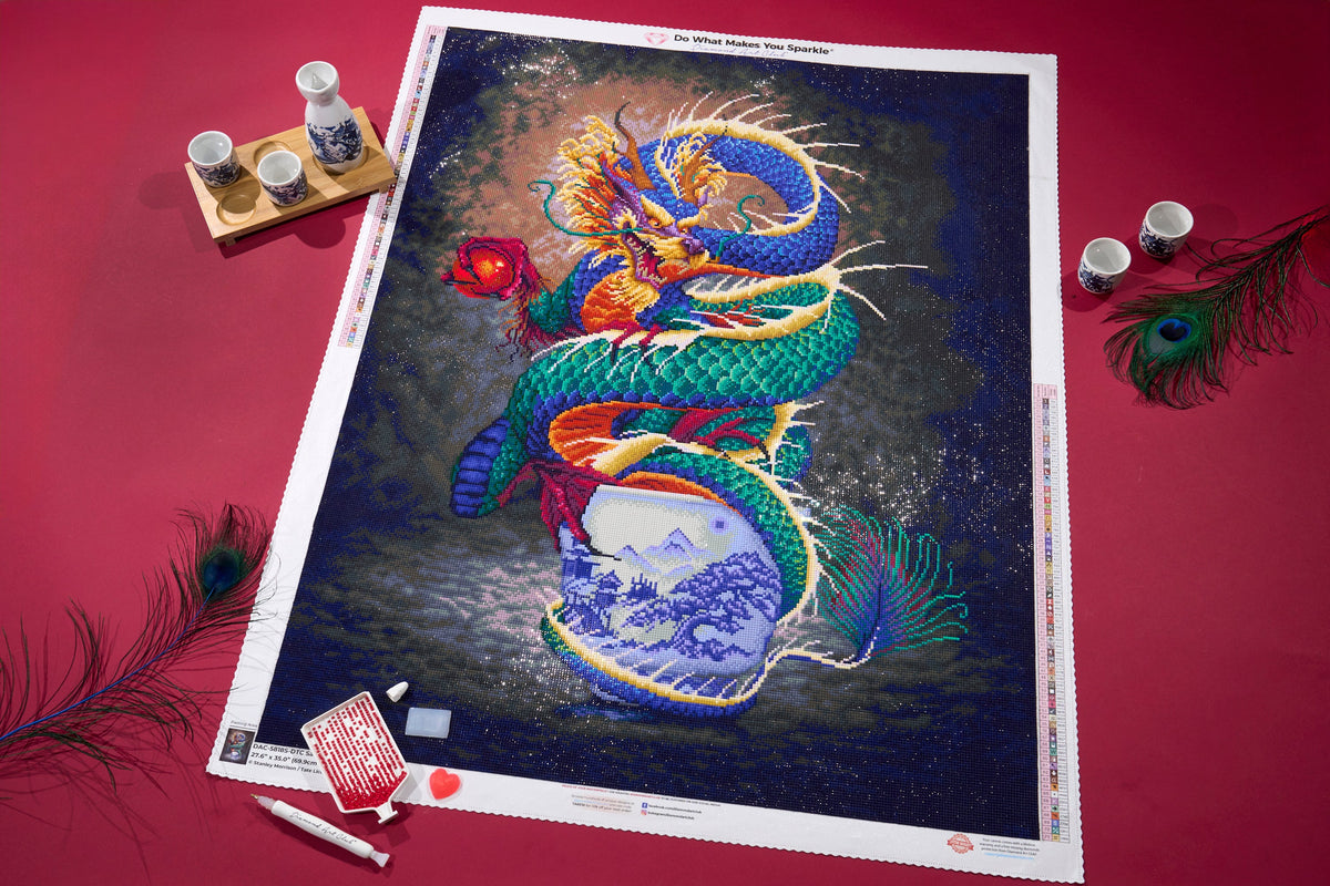 Diamond Painting Sake Dragon 27.6" x 35" (69.9cm x 88.9cm) / Square with 71 Colors including 2 ABs and 6 Fairy Dust Diamonds / 100,317