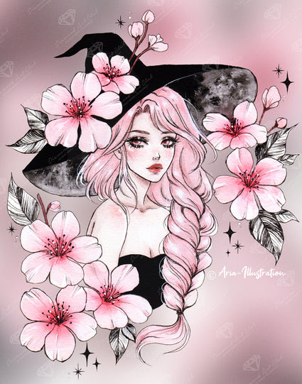 Diamond Painting Sakura Witch 22" x 28" (55.6cm x 70.7cm) / Round with 44 Colors including 2 Iridescent Diamonds and 2 Fairy Dust Diamonds / 51,914
