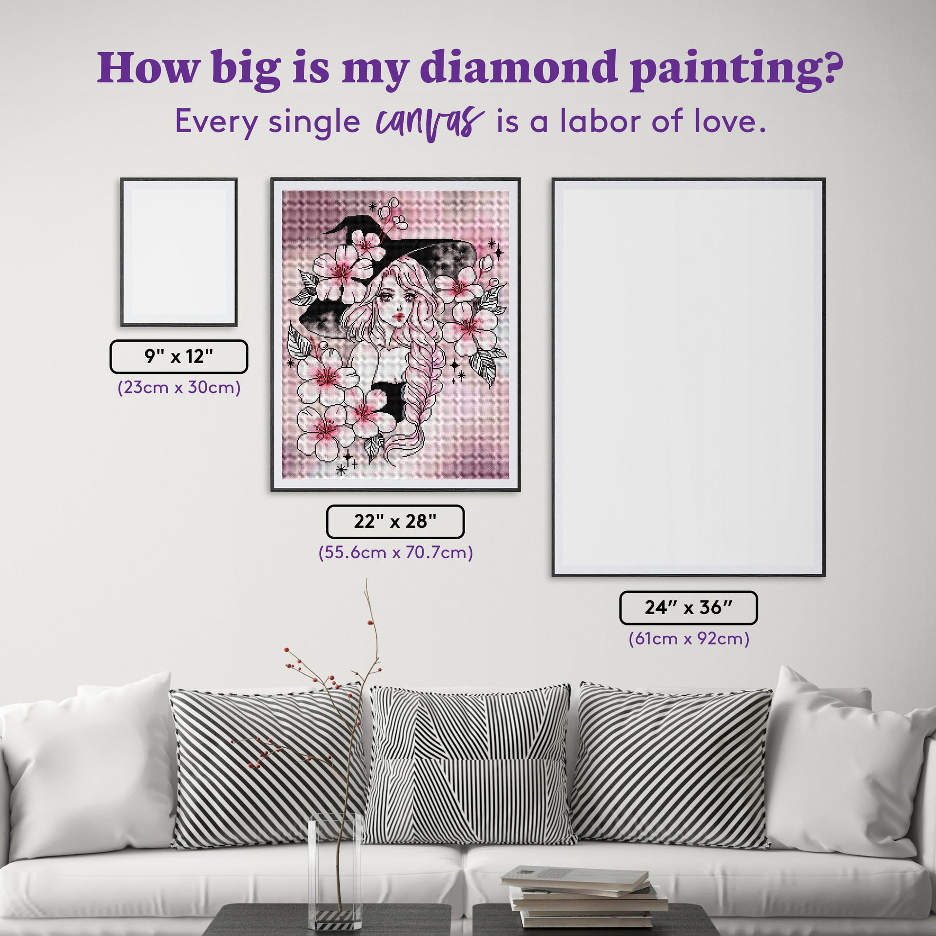 Diamond Painting Sakura Witch 22" x 28" (55.6cm x 70.7cm) / Round with 44 Colors including 2 Iridescent Diamonds and 2 Fairy Dust Diamonds / 51,914