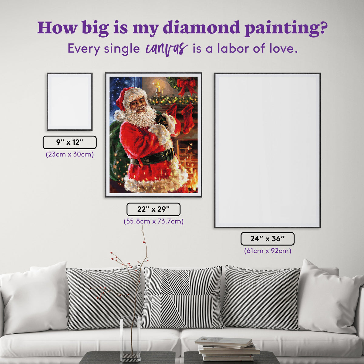 Diamond Painting Santa's Merry Magic 22" x 29" (55.8cm x 73.7cm) / Square with 78 Colors including 3 ABs and 3 Fairy Dust Diamonds / 66,304