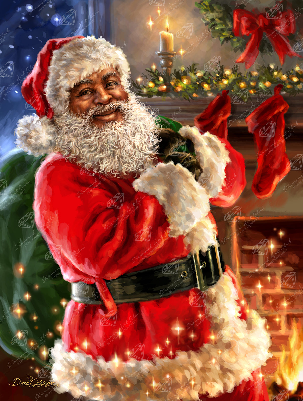 Diamond Painting Santa's Merry Magic 22" x 29" (55.8cm x 73.7cm) / Square with 78 Colors including 3 ABs and 3 Fairy Dust Diamonds / 66,304