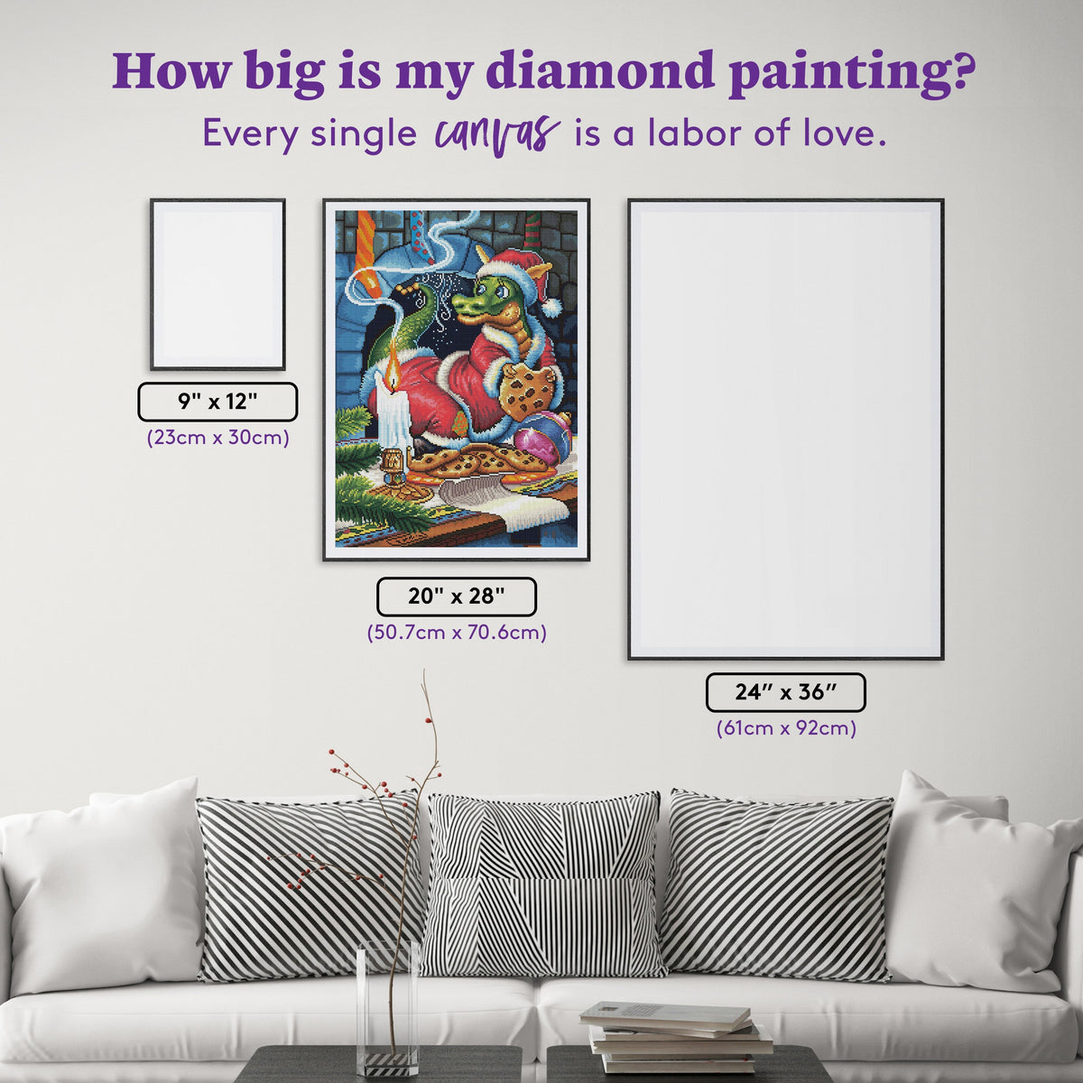 Diamond Painting Santa's Surprise 20" x 28" (50.7cm x 70.6cm) / Round with 60 Colors including 4 ABs and 2 Fairy Dust Diamonds / 45,612