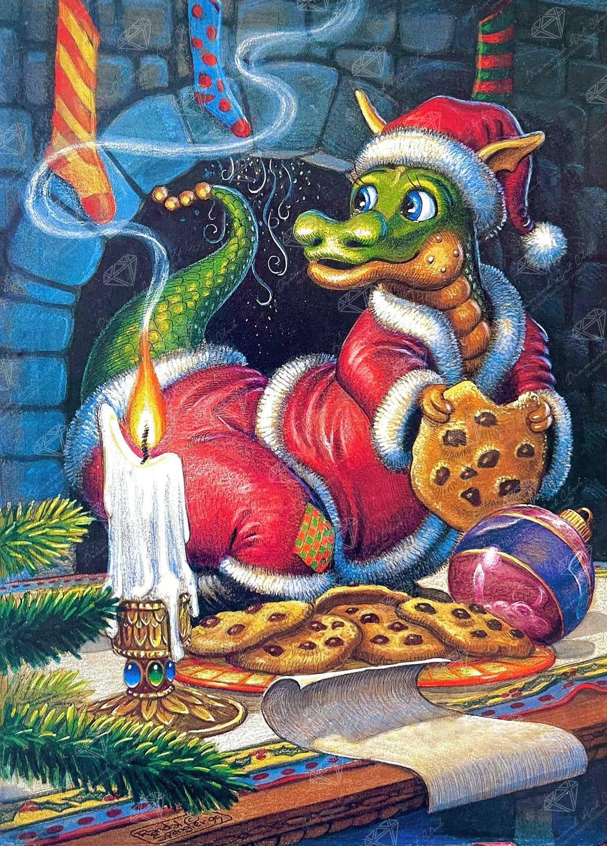 Diamond Painting Santa's Surprise 20" x 28" (50.7cm x 70.6cm) / Round with 60 Colors including 4 ABs and 2 Fairy Dust Diamonds / 45,612