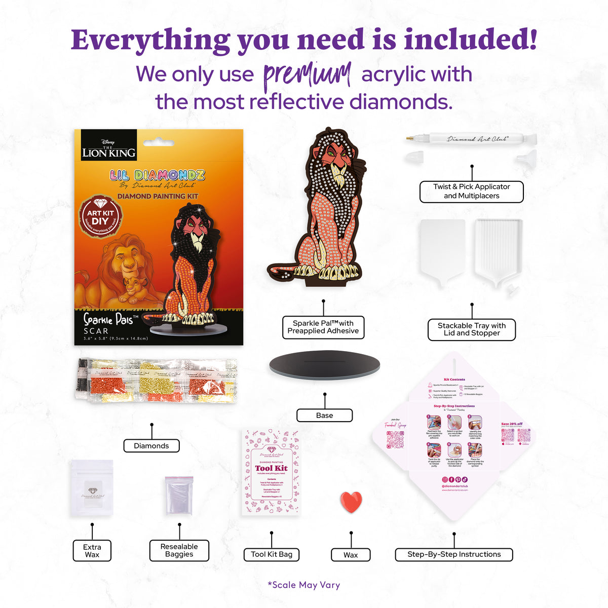 Diamond Painting Scar - Sparkle Pals™ 3.6" x 5.8" (9.3cm x 14.8cm) / Round with 3 Colors including 2 Fairy Dust Diamonds / 130