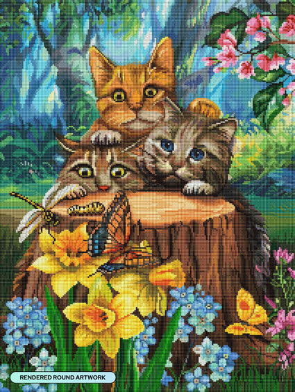Diamond Painting Scaredy Cats 22" x 29" (55.6cm x 73.7cm) / Round With 95 Colors Including 2 ABs and 5 Fairy Dust Diamonds / 54,136