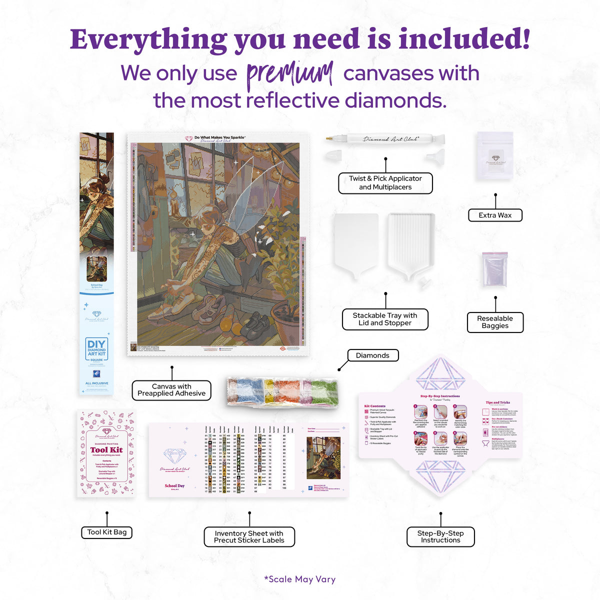 Diamond Painting School Day 25.6" x 31.9" (65cm x 80.9cm) / Square with 66 Colors including 1 AB and 3 Fairy Dust Diamonds / 84,825