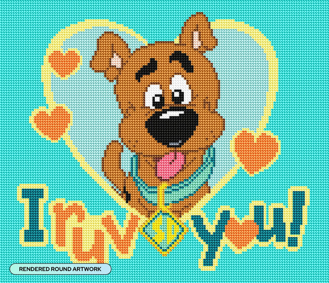 Diamond Painting Scooby-Doo™ I Ruv You  - Holiday Market 15" x 13" (38cm x 33cm) / Round with 16 Colors including 1 AB / 15,912