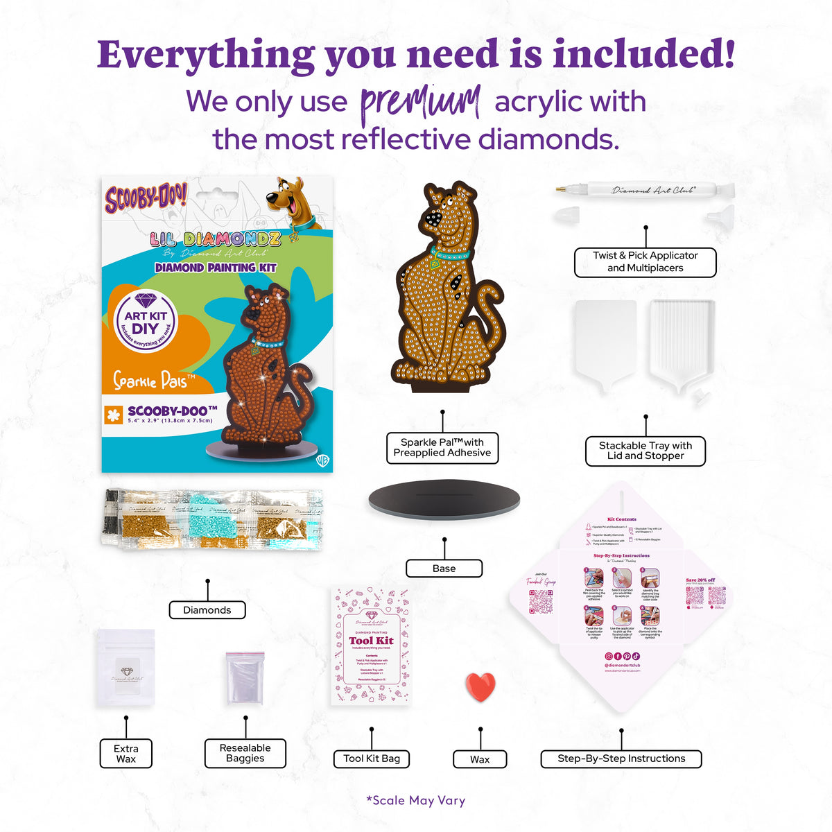 Diamond Painting Scooby Doo™ - Sparkle Pals™ 5.4" x 2.9" (13.8cm x 7.5cm) / Round with 4 Colors including 1 AB / 402