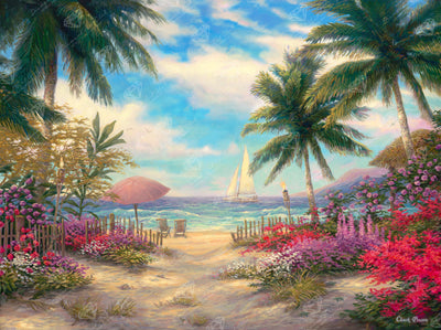 Diamond Painting Sea Breeze Path 34.3" x 25.6" (87cm x 65cm) / Square With 52 Colors Including 3 ABs and 2 Fairy Dust Diamonds / 91,089