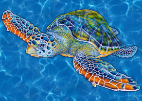 Diamond Painting Sea Turtle 33.5" x 23.6" (84cm x 60cm) / Square With 28 Colors Including 3 ABs and 1 Fairy Dust Diamonds / 80,880