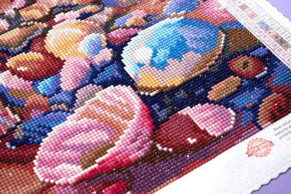 Diamond Painting Seashells on the Beach 22" x 22" (55.6cm x 55.6cm) / Round with 47 Colors including 2 ABs and 3 Fairy Dust Diamonds / 40,804