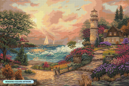 Diamond Painting Seaside Dreams 41.3" x 27.6" (105cm x 70cm) / Square With 63 Colors Including 3 ABs and 1 Fairy Dust Diamonds / 118,301