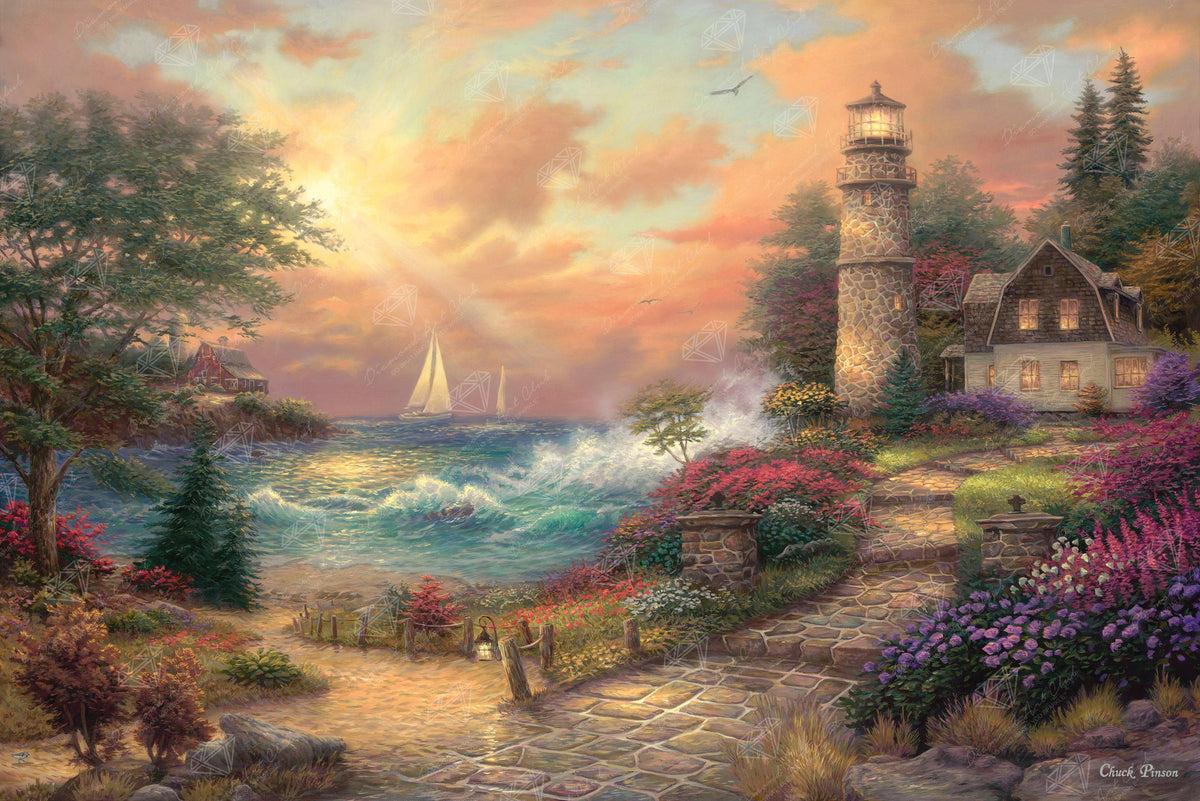 Diamond Painting Seaside Dreams 41.3" x 27.6" (105cm x 70cm) / Square With 63 Colors Including 3 ABs and 1 Fairy Dust Diamonds / 118,301