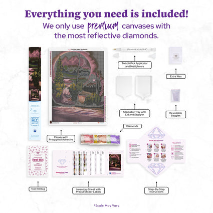 Diamond Painting Seasons Over Water 25.6" x 34.6" (65cm x 87.9cm) / Square with 48 Colors including 3 ABs and 2 Fairy Dust Diamonds / 92,133