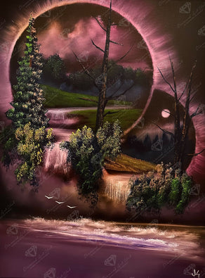 Diamond Painting Seasons Over Water 25.6" x 34.6" (65cm x 87.9cm) / Square with 48 Colors including 3 ABs and 2 Fairy Dust Diamonds / 92,133