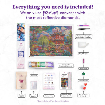 Diamond Painting Secret Temple 38.6" x 27.6" (98cm x 70cm) / Square with 78 Colors including 5 AB Diamonds / 105,576