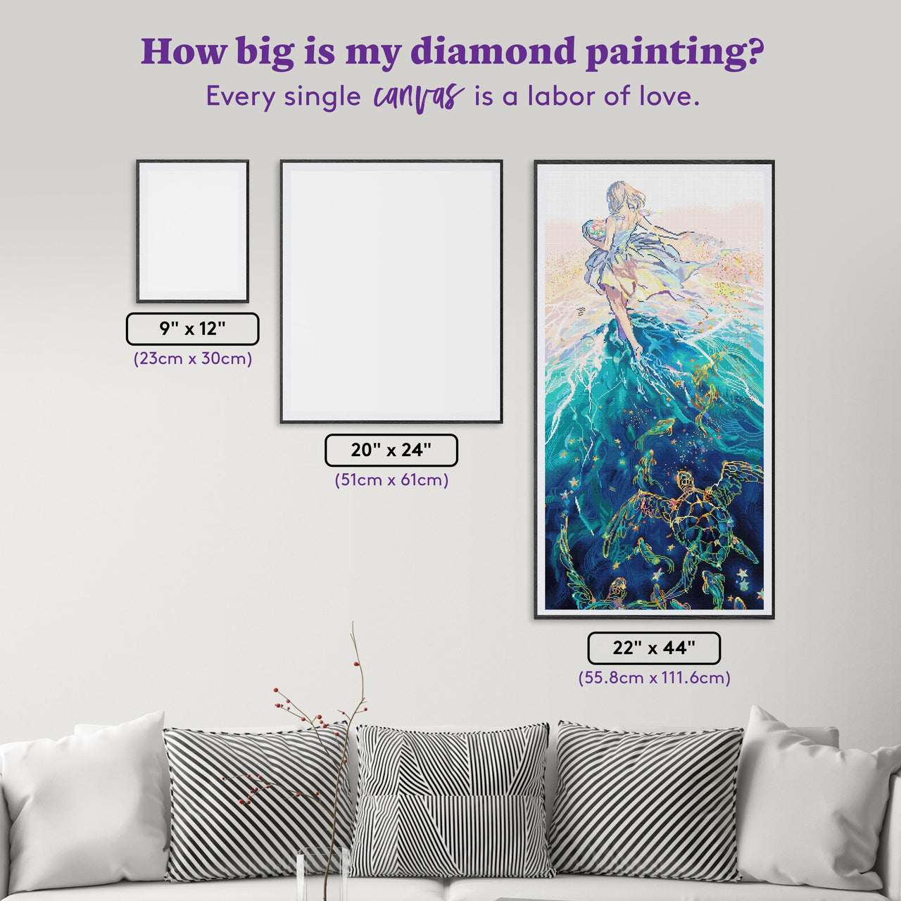 Diamond Painting Seeding Imagination 22" x 44" (55.8cm x 111.6cm) / Square with 54 Colors including 3 ABs, 1 Iridescent Diamonds and 3 Fairy Dust Diamonds / 100,352