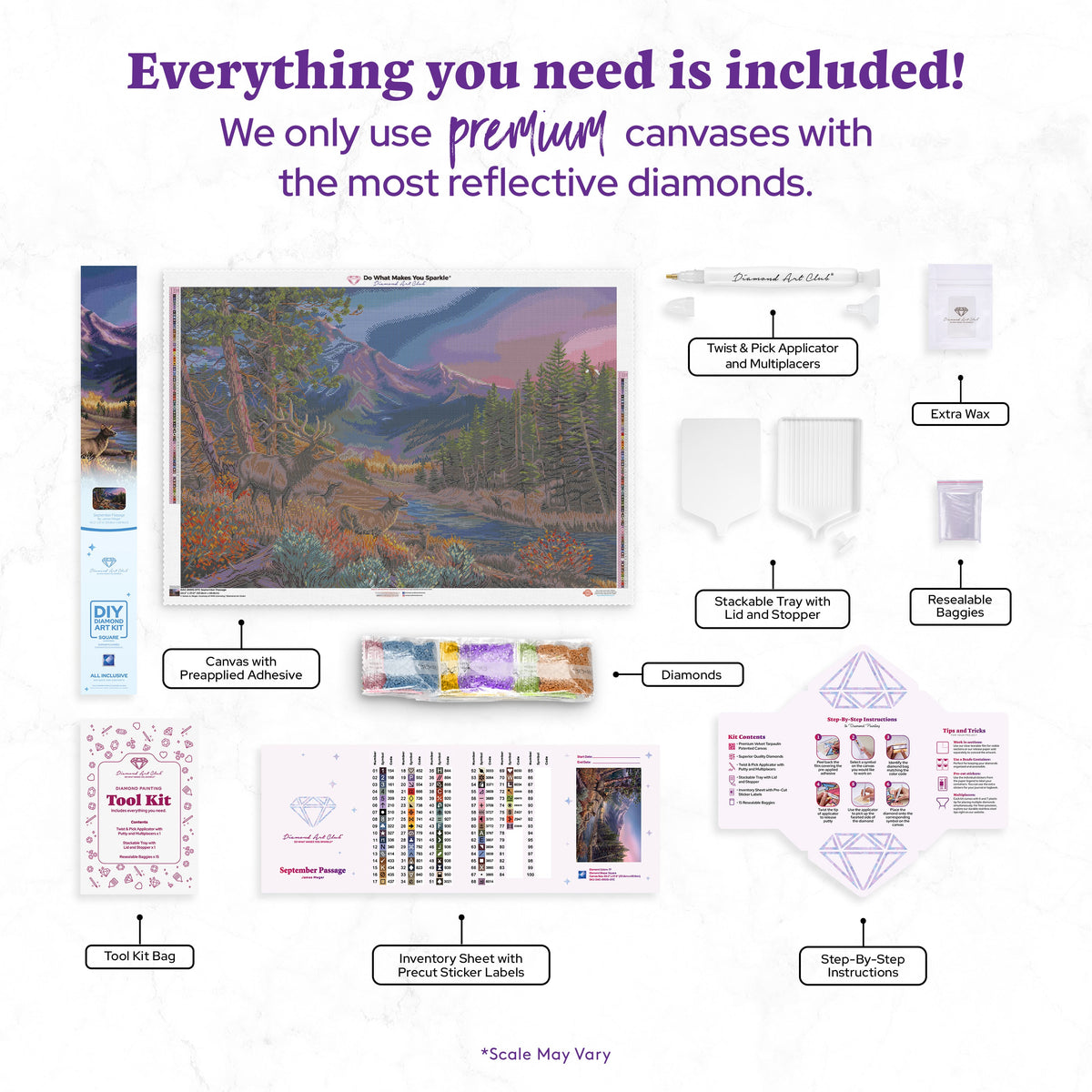 Diamond Painting September Passage 40.2" x 27.6" (101.8cm x 69.9cm) / Square with 77 Colors including 3 ABs and 3 Fairy Dust Diamonds / 114,929