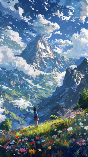 Diamond Painting Serene Mountain View 25.6" x 45.7" (65cm x 115.7cm) / Square with 52 Colors including 2 ABs and 3 Fairy Dust Diamonds / 121,365