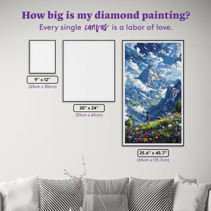 Diamond Painting Serene Mountain View 25.6" x 45.7" (65cm x 115.7cm) / Square with 52 Colors including 2 ABs and 3 Fairy Dust Diamonds / 121,365